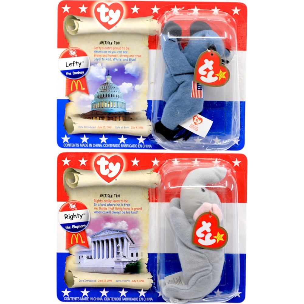 Teenie Beanie Babies 2000 - American Trio - Righty & Lefty [Set of 2]